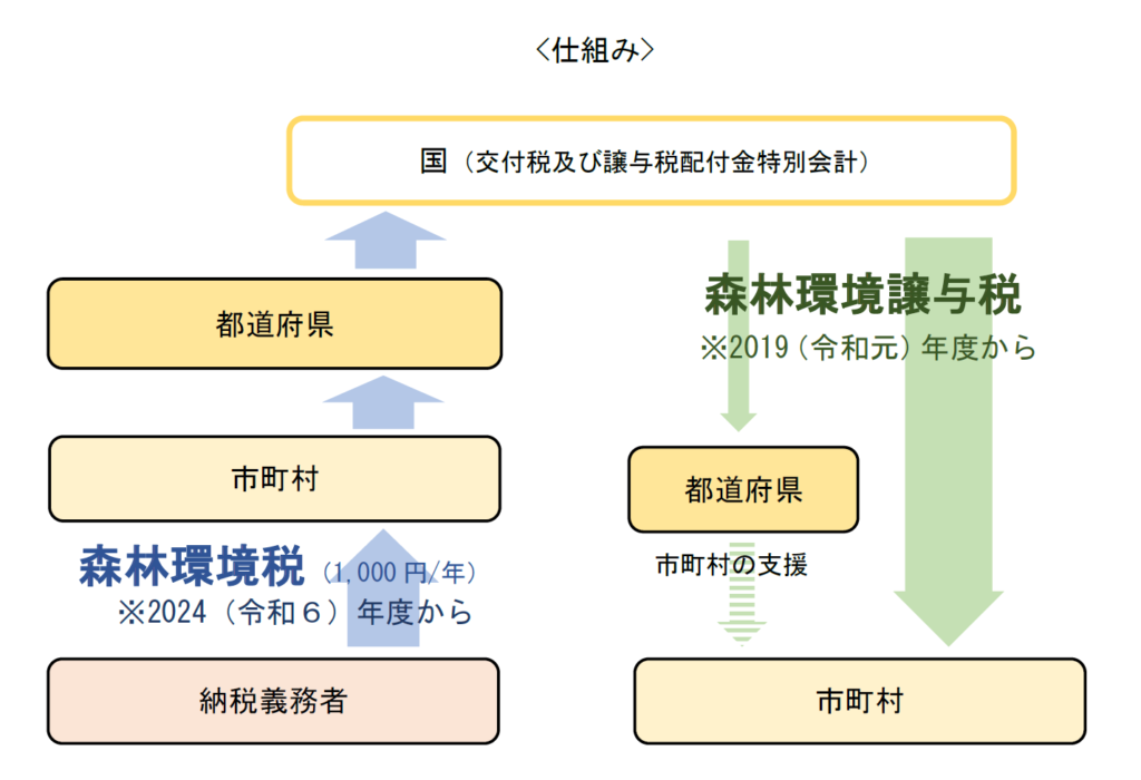 2024年に施行された【森林環境税】について解説。使い道や問題点、徴収方法までわかりやすく説明